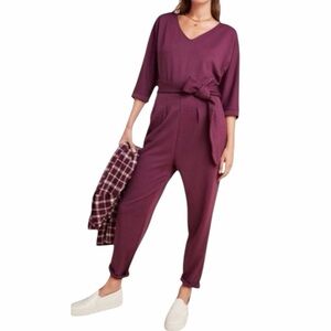 Anthropologie Sutton Ponte Wine Jumpsuit XSP